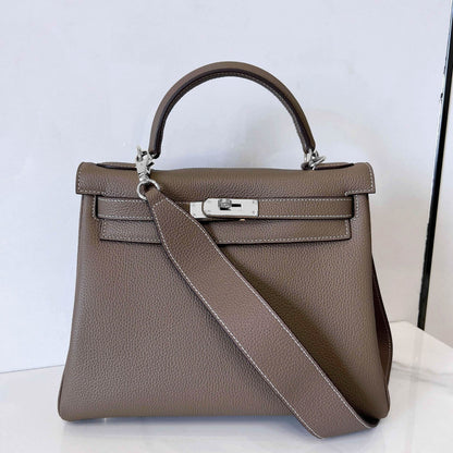 25/28) Real Leather Small Flap Briefcase Tote Shoulder Bag Purse Handbag Fashion