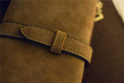Women's Wallets Leather Billfold Handbag Clamps Cash Clip Female Coin Purse Card
