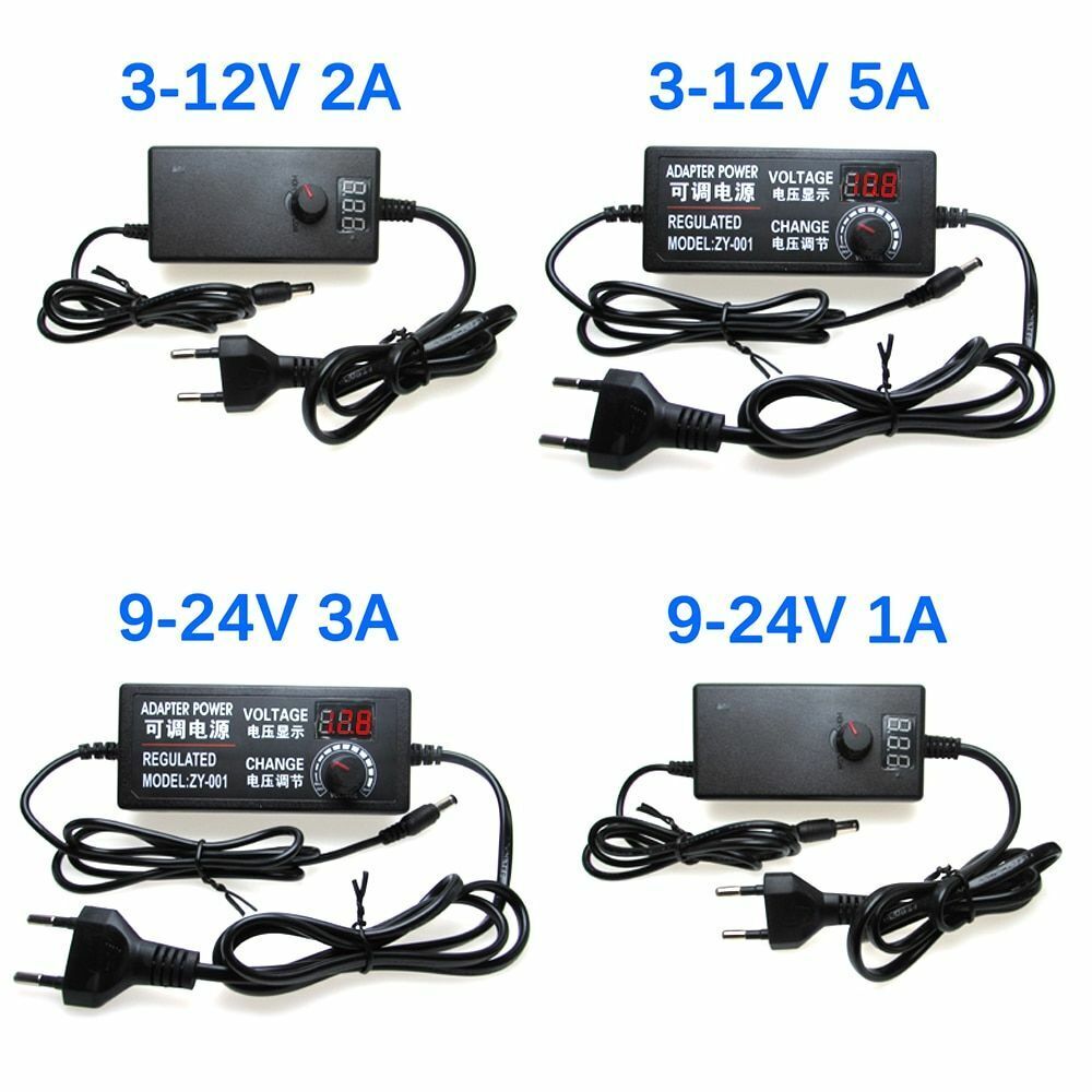 Adjustable Power Adapter AC To DC Power Supply 3V 5V 6V 9V 12V 15V 18V 24V 1A 2A