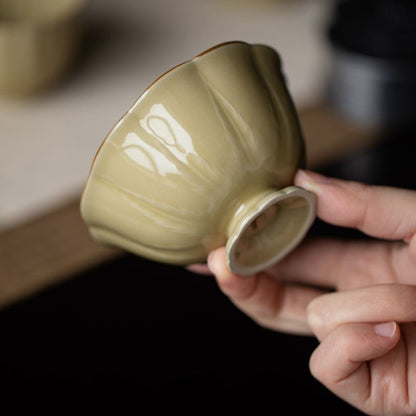 Ding Ware Yellow Handmade Sunflower Cup Master Cup Kung Fu Tea Set Tea Tasting