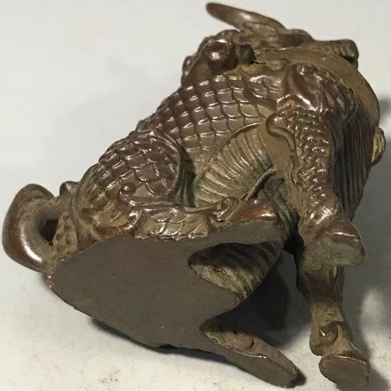 Chinese Old Bronze Hand Cast Kirin Art Statue Collectable Incense Burner Decor