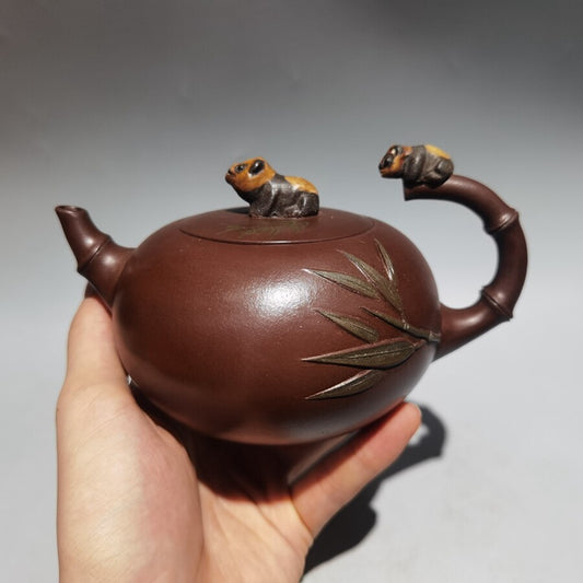 Chinese Old Yixing Clay Teapot Panda Pots Purple Sand Teapot 400cc