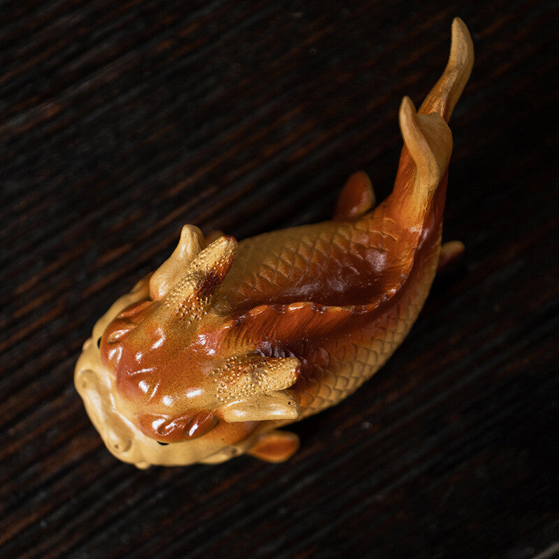 Creative Tea Pet Handmade Dragon Fish Carved Tea Play Yixing Zisha Duan Clay New