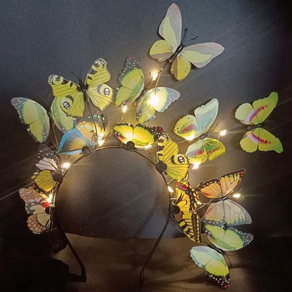 Headband 3 Light Modes LED Glow Butterfly Flower Branch Party Costumes Headdress
