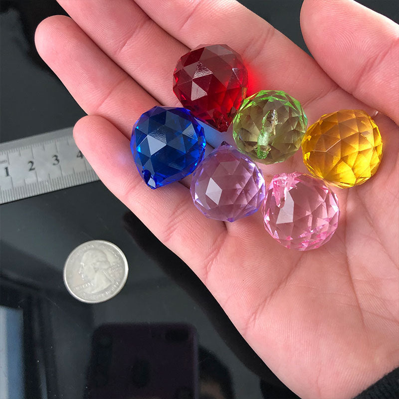 6Pc Rainbow CRYSTAL Ball Chandelier Parts Prism Crystal Window Decor SUNCATCHER