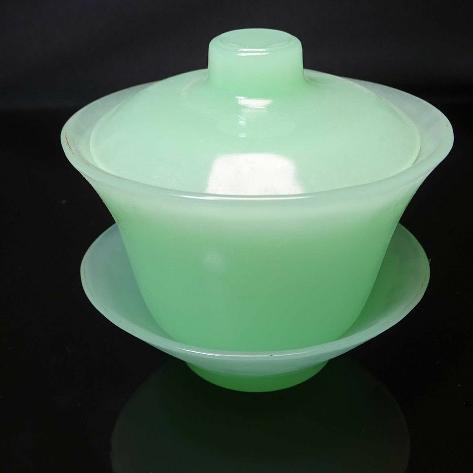 180ml China Natural Jade Gaiwan Tea Bowl Cup Tea Set Kung Fu Tea Ceremony Decor