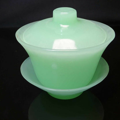 180ml China Natural Jade Gaiwan Tea Bowl Cup Tea Set Kung Fu Tea Ceremony Decor