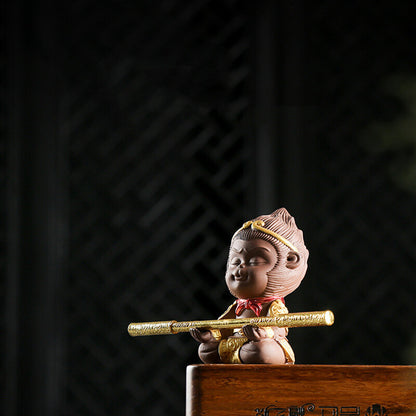 Creative Tea Pet Small Monkey King Statue Sunwukong Bar House Warming Gift China