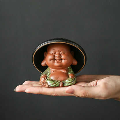 Creativity Purple Clay Tea Pet Ornaments with Tea Strainer Monk Buddha Figurine