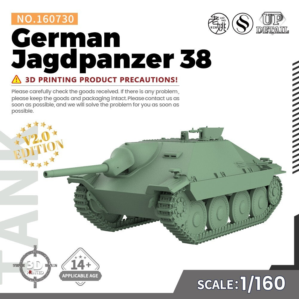 SSMODEL SS160730 1/160 N SCALE Railway Military Model Kit German Jagdpanzer 38