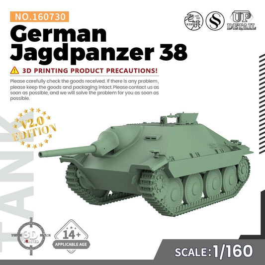 SSMODEL SS160730 1/160 N SCALE Railway Military Model Kit German Jagdpanzer 38