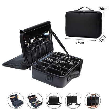 Make Up Case Professional Cosmetic Bag Synthetic Leather Makeup Purse Waterproof
