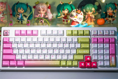New Demon Slayer Mitsuri Anime PBT KCA Height Keycap Set 140 Key for Mechani