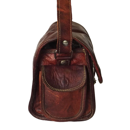 Luxury Men Leather Small Round Briefcase Bag Work Office Messenger Shoulder Bag