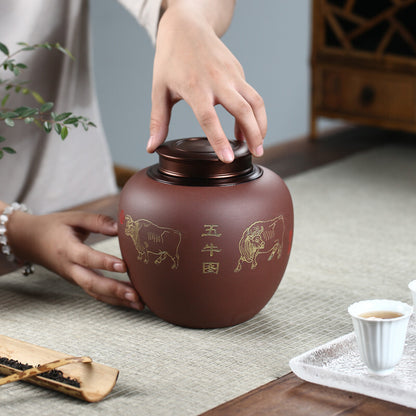 Sealed Tea Canister With Lid Chinese Yixing Zisha Purple Clay Awakening Tea Jar