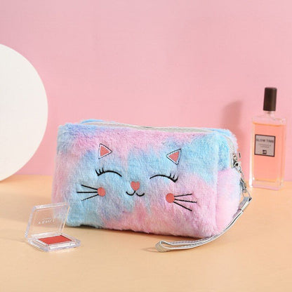 Cosmetic Bag Plush Makeup Purse Beauty Case Travel Toiletry Makeup Bag 7*11*8 cm