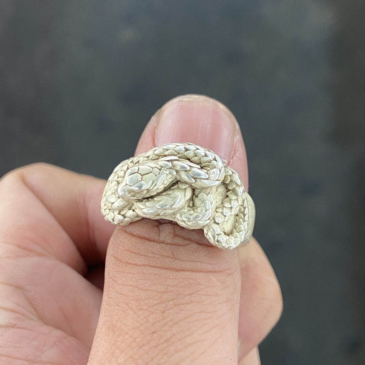 Vintage Chinese Antique Collection Snake Zodiac Adjustable Ring Nostalgic Gift