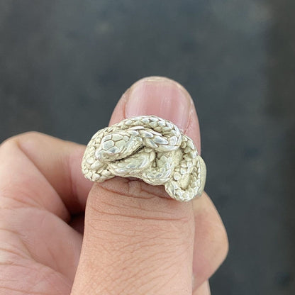 Vintage Chinese Antique Collection Snake Zodiac Adjustable Ring Nostalgic Gift