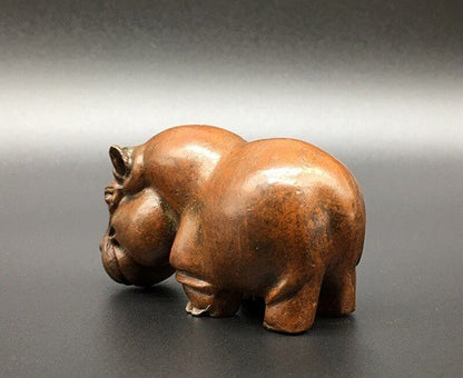 2.7" Solid Brass Animal Hippo Hippopotamus Statue Tea Pet Figurine