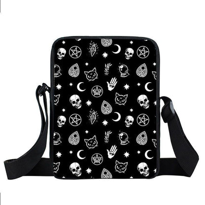 Witch Black Cat Messenger Bag Clutch Canvas Crossbody Shoulder Bags Travel Small