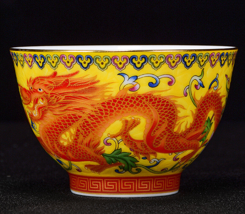 Chinese Tea Cup 100ml Porcelain Under Glaze Dragon Phoenix Master Cup Of Tea New