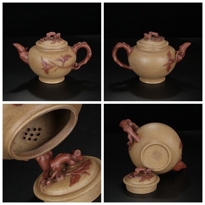 Chinese Yixing Zisha Clay Handmade Exquisite Teapot （寿桃套具 底款：蔡艳）