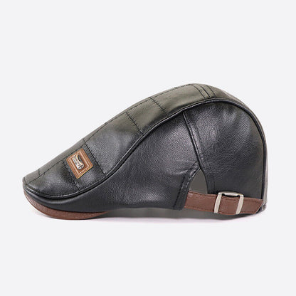 Men Beret Hat Leather Flat Cap Warm Autumn Winter Male Gatsby Retro Beret Caps