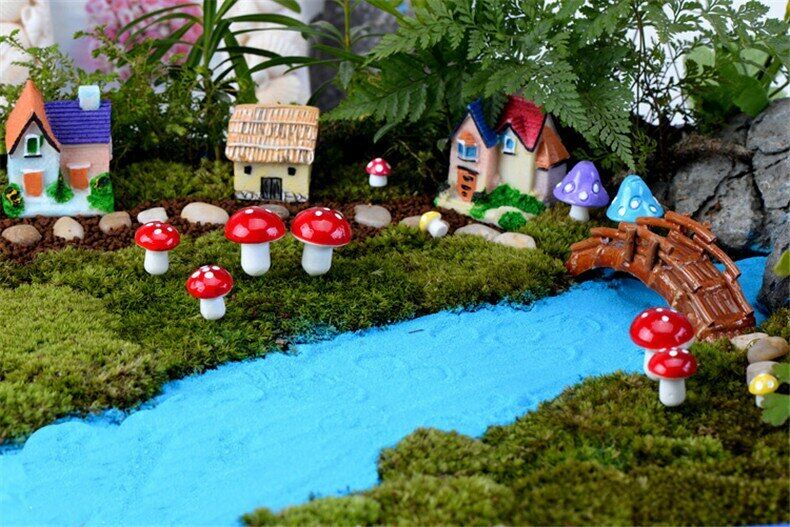 Figurines Moss Micro Landscape Ornaments Mushrooms DIY Craft Mini Simulation