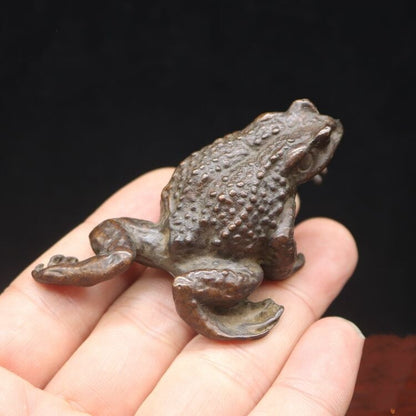 Brass Frog Statue Garden River Home Ornament Small Wealthy Tea Pet Mascot Animal