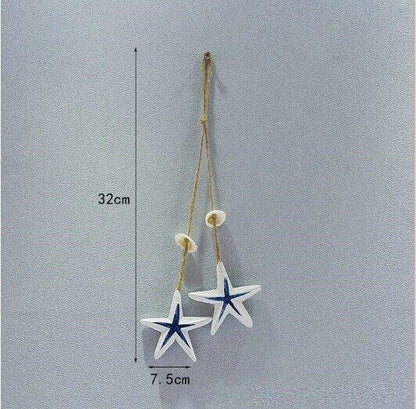 Hanging Decor Wooden Mediterranean Starfish Scallop Fish Pendants Home Ornaments