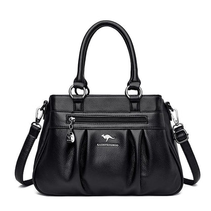 Handbag 3 Layers Leather Bags Big Capacity Tote Bag Women Vintage Shoulder Bags