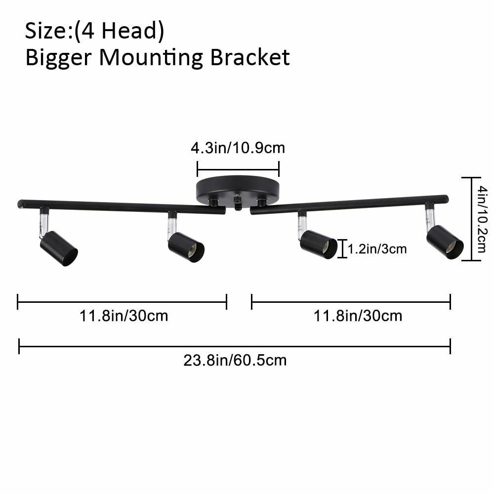 4/6 Heads Track Lighting Black Silver LED Chandeliers Light Modern Industrial 1p