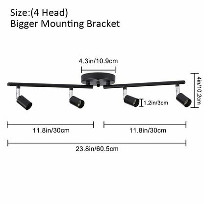 4/6 Heads Track Lighting Black Silver LED Chandeliers Light Modern Industrial 1p