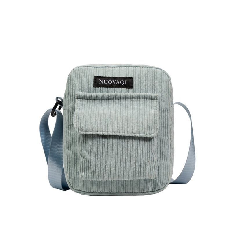 Corduroy Shoulder Bags Striped Cloth Fabric Handbags Tote Canvas Crossbody Bag