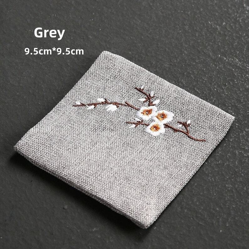 Embroidered Plum Blossom Cotton Tea Coasters|Tea Accessories