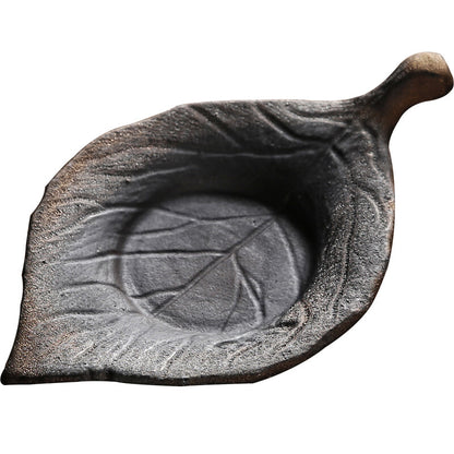 One Saucer For Tea Cup Crude Pottery Chinese Coaster Leaf Shape Design Cup Mat