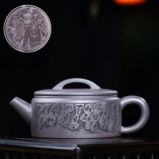 Handmade Tea Pot With 10 Infuser Holes 180ml Master Pot Hand Carved Zisha Teapot