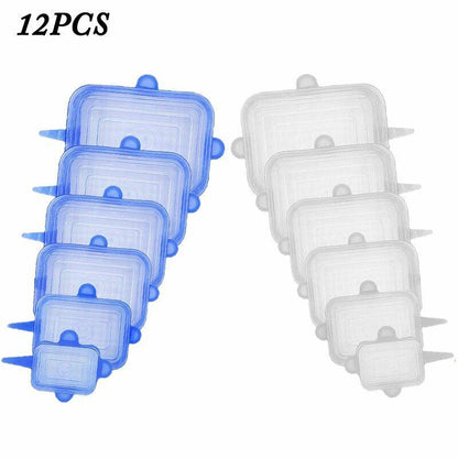 Silicone Stretch Food Cover 12pcs Reusable Elastic Adjustable Bowl Lid Universal