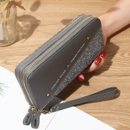 Women Wallets Coin Purses Cards Holder Double Zippers Handbag Money Bags 20*10CM