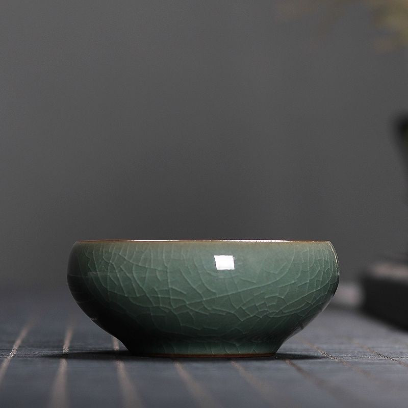 1 pcs Celadon Crackle Glaze Tea Cup | Hand-Painted Koi Fish Ceramic Teacup 60ml