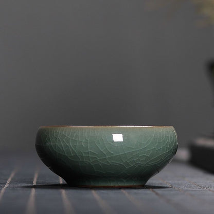 1 pcs Celadon Crackle Glaze Tea Cup | Hand-Painted Koi Fish Ceramic Teacup 60ml