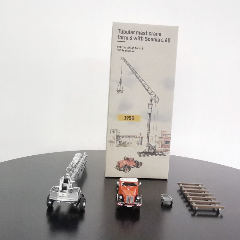 1:50 NZG Scania L60 SZM mit Liebherr F6 Truck Crane Construction Diecast Model