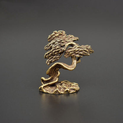 50g Brass Bronze Tree Statue Miniature Figurine Tea Pet Ornament Toy Collection