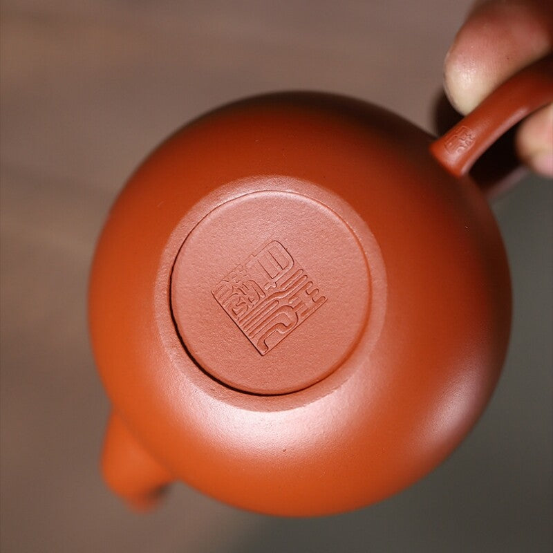 90ml Handmade Tea Pot Marked 7 Infuser Holes Yixing Zisha Zhu Clay Pear Shaped