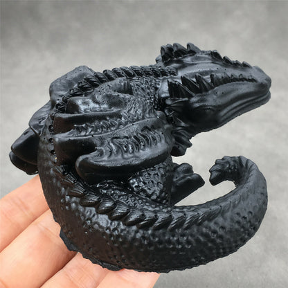 1 Piece Black Resin Dragon Hand Carved Dragon Crystal Reiki Healing