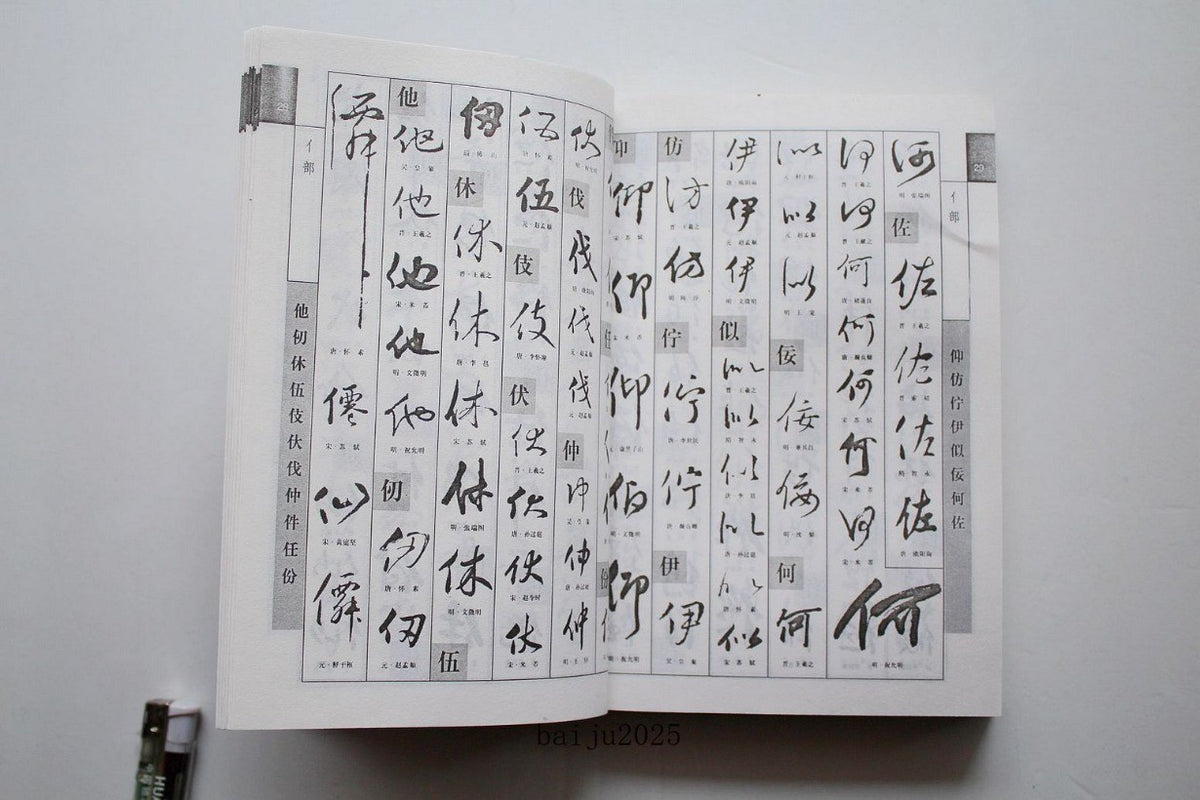 Ancient Brush Ink Calligrapher Running Script Cursive Script Dictionary Book