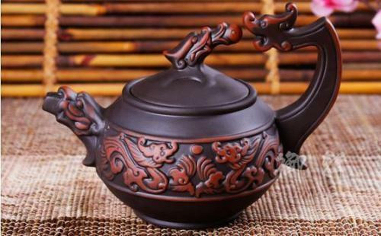 6.69" Handmade Dragon Purple Clay Teapot Chinese Yixing Zisha Rare Gift