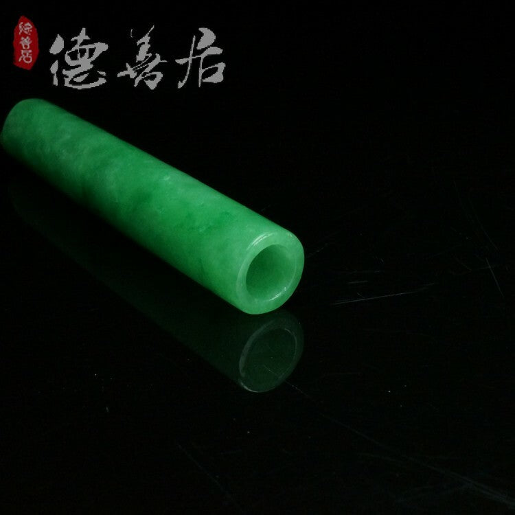 Old Chinese Rare Collect Antique Jade Hat Pendant Feather Tube 翡翠翎管
