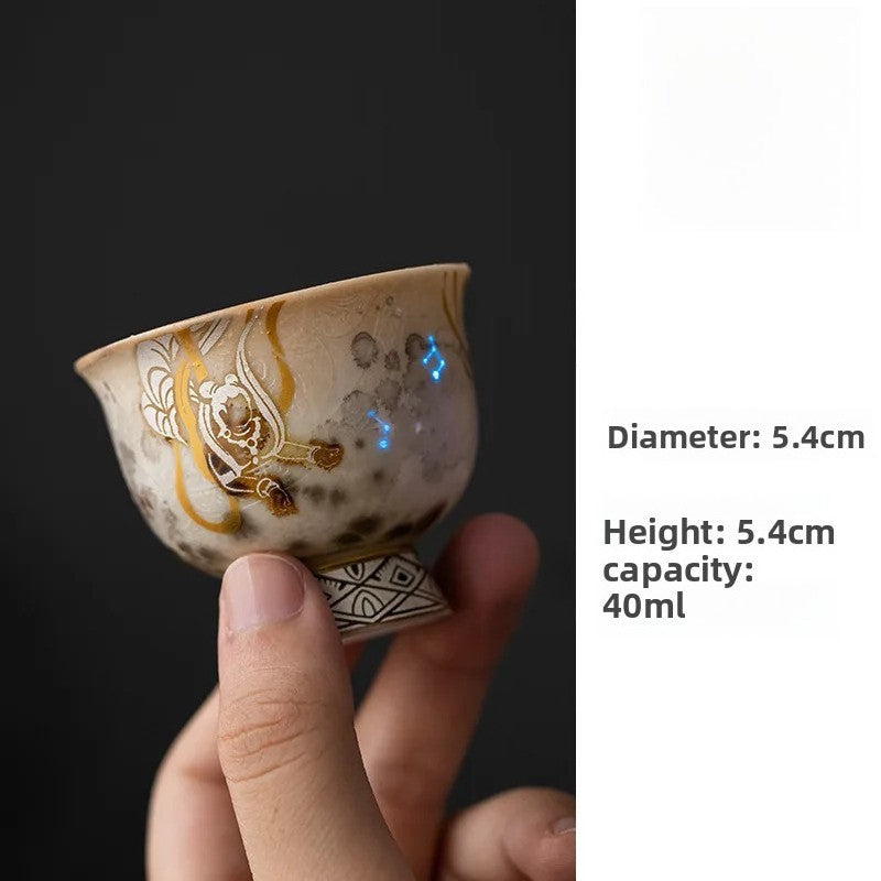 40ml Ceramic Dunhuang Apsaras Cup Traditional Tea Bowl Tea-tasting Cup Teaware