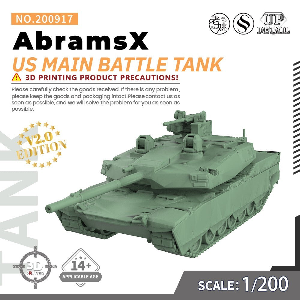 SSMODEL SS200917 1/200 Military Model Kit US AbramsX Main Battle Tank